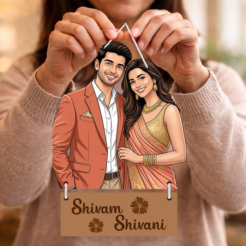 Personalized Couple Cutout Wall Hanger-11x16"