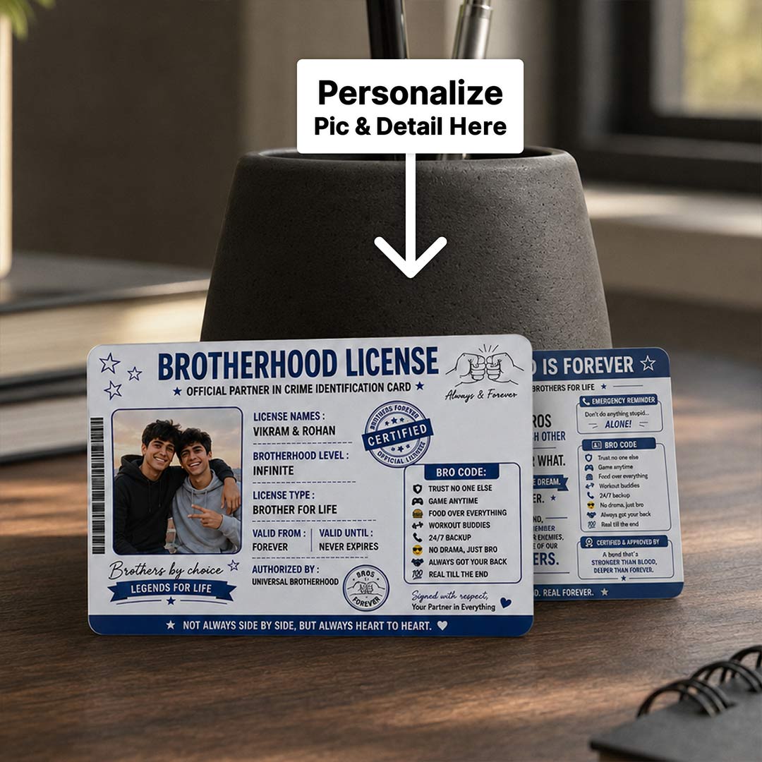 Personalized Brotherhood License Photo Card | Brother for Life Keepsake Gift | Love Craft Gifts™
