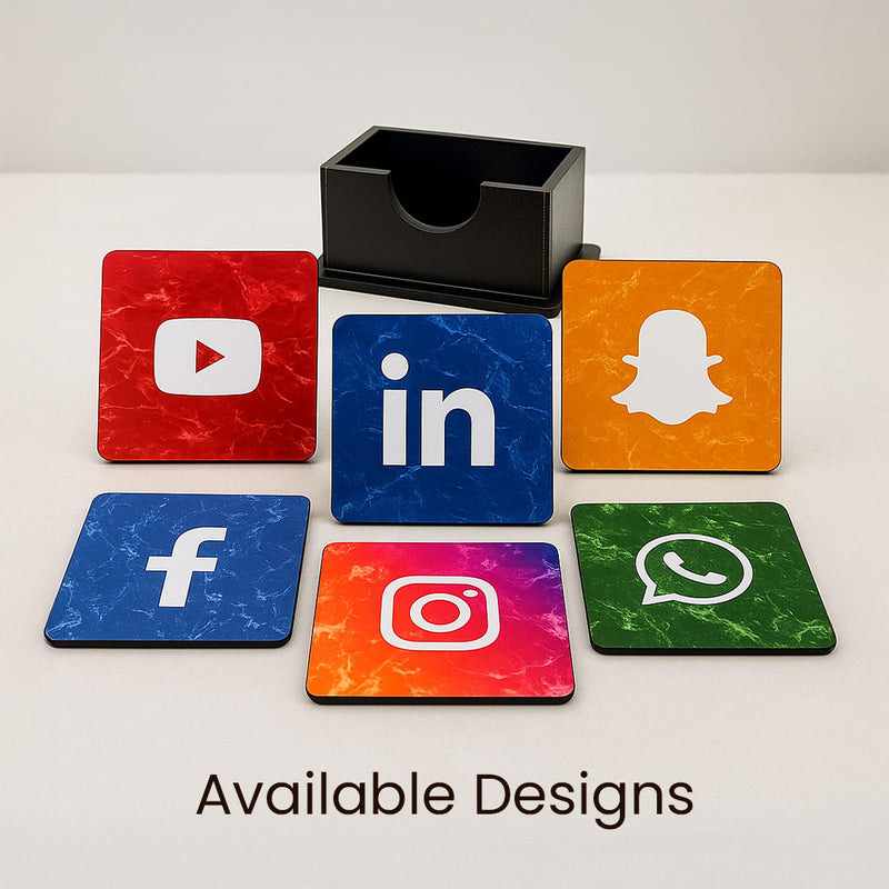 Social Media Logo Tea Coaster Set
