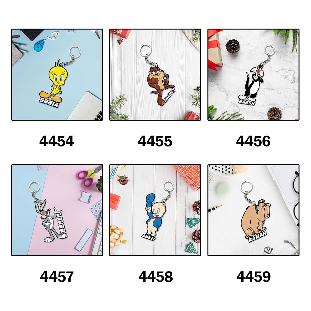 Looney Tunes Cartoons Characters Keychain With Name - love craft gift