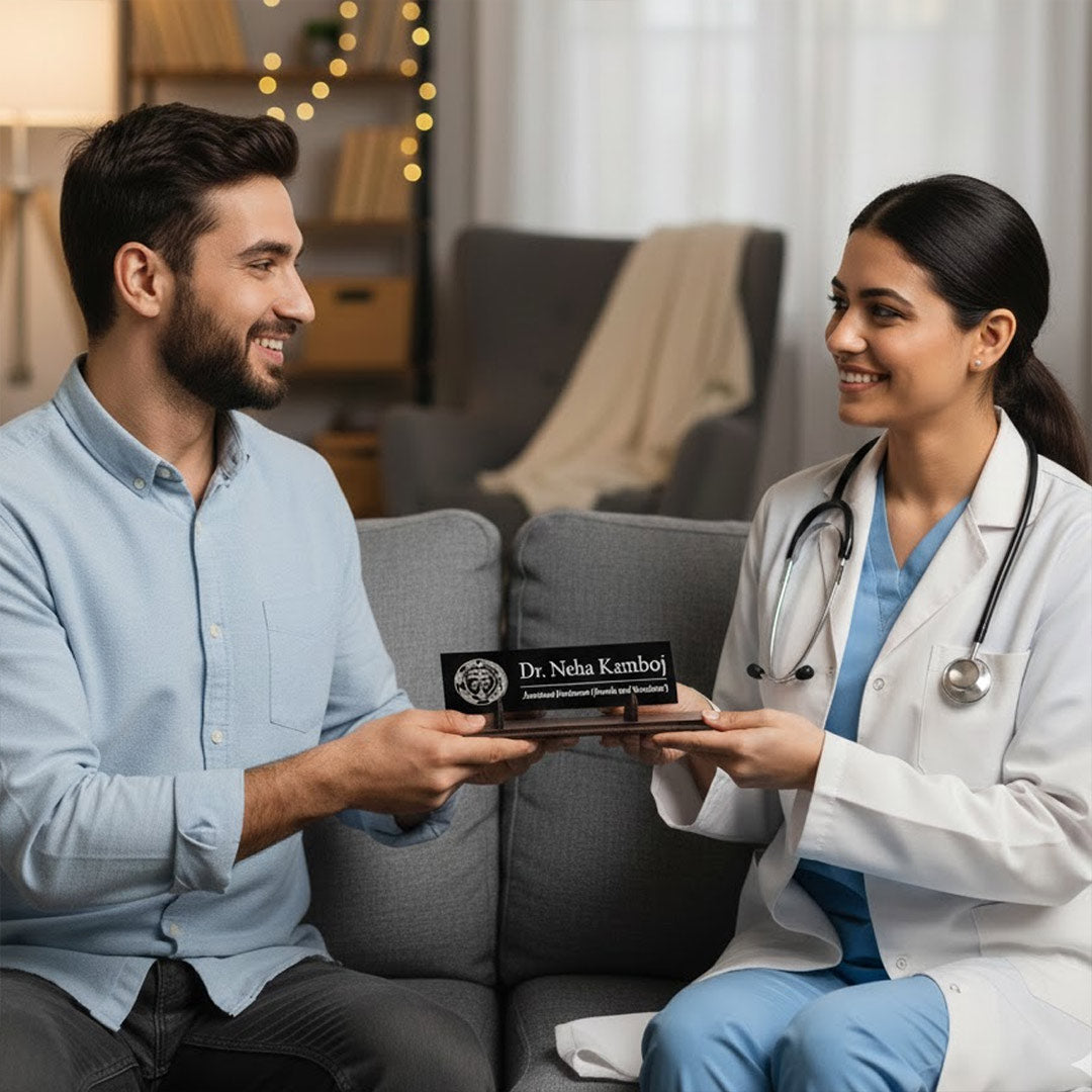 Personalized Premium Acrylic Desk Name Plate for Office & Home (12×8 Inch) | Love Craft Gifts