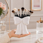 Elegant Bow Makeup Brush Holder – Premium Vanity Organizer for Makeup Brushes & Beauty Tools (Pink & White) | Love Craft Gifts™