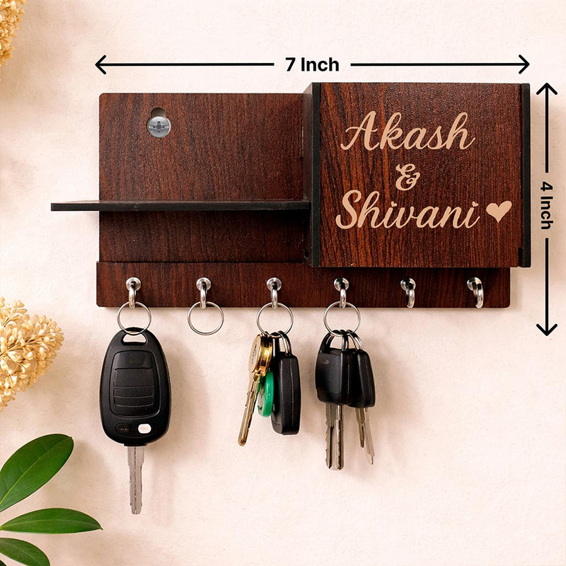 Personalized Wooden Watch & Key Holder 7x4 Inch – Custom Name Organizer for Keys & Watches | Love Craft Gifts™
