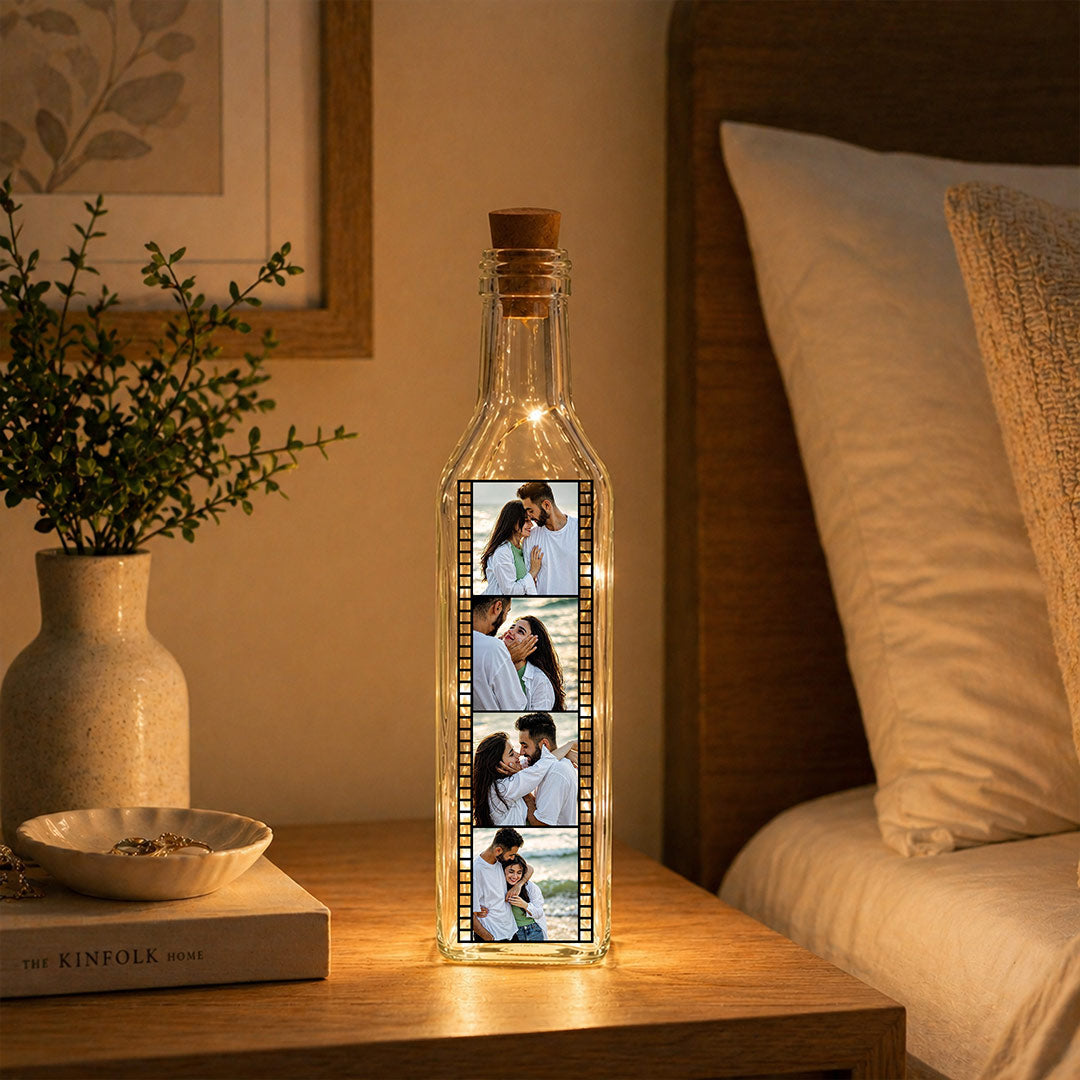 Personalized Film Strip LED Bottle Lamp (Standard Size) – Custom Photo Memory Light Gift for Couples | Love Craft Gifts™