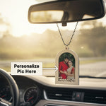Personalized Couple Photo Car Hanging Ornament (3×2”) – Custom Picture Rearview Mirror Charm | Love Craft Gifts