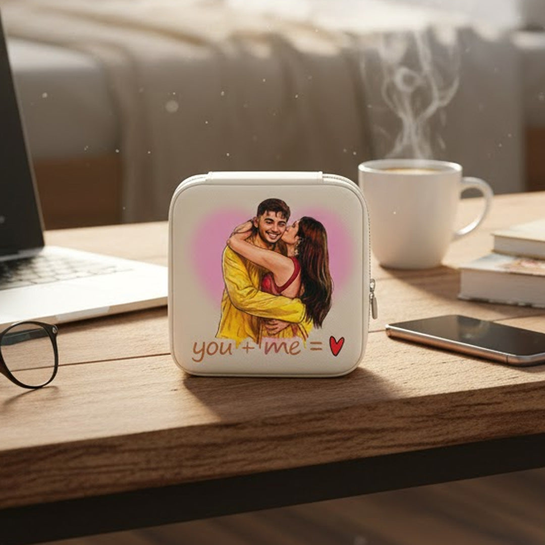 Personalized Couple Photo Jewellery Travel Case (4×4 Inch) | Love Craft Gifts