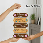 Welcome Home Wooden Hanging Wall Décor (14×9”) | Love Craft Gifts
