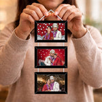 Personalized 3 Photo Hanging Frame – Custom Cartoon Couple Wall Décor (6x14 Inch) | Love Craft Gifts