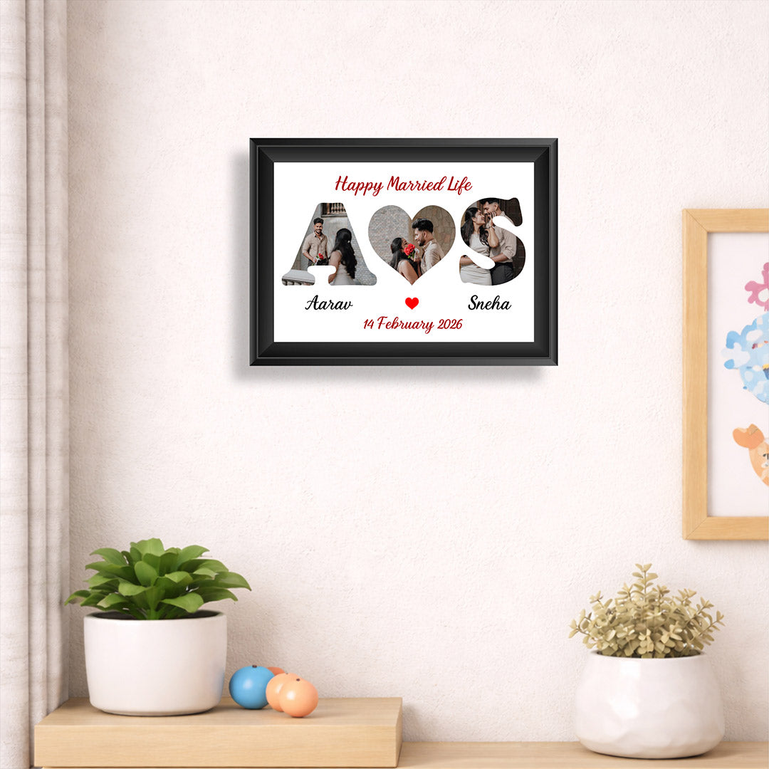 Personalized LOVE Photo Frame with Name & Date Customization 12x8 Inch | Love Craft Gifts