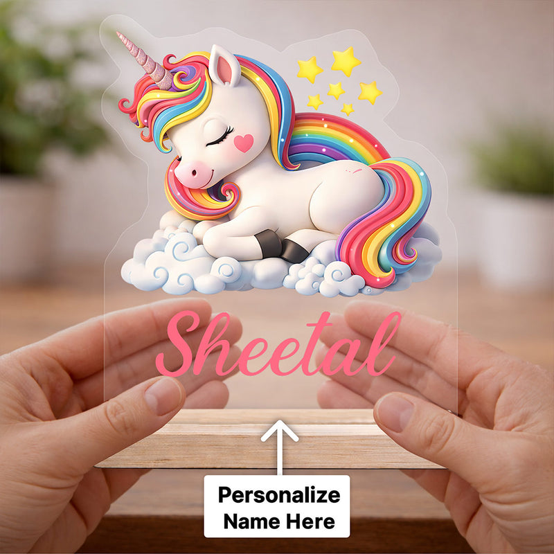 Personalized Unicorn Acrylic Name Stand 6x6 Inch – Custom Kids Name Display Gift | Love Craft Gifts™