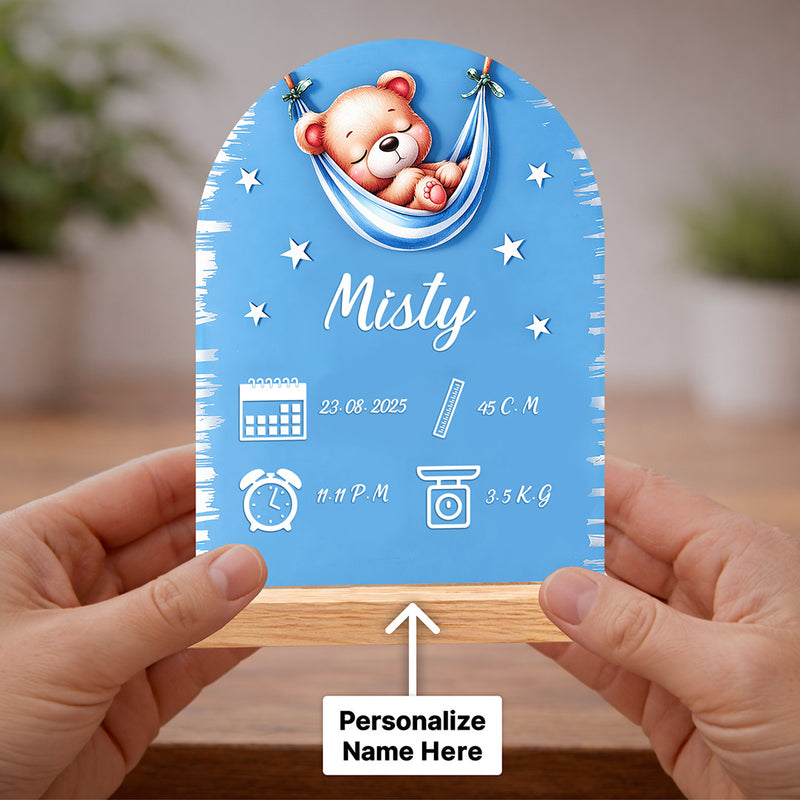 Personalized Baby Birth Details Acrylic Frame (6x8 Inch) – Custom Name & Birth Info Keepsake Gift | Love Craft Gifts™