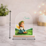 Personalized Baby Name Acrylic Table Stand – Custom Cute Angel Theme Desk Décor Gift (6x8 Inch) | Love Craft Gifts