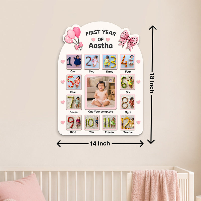 Personalized Baby First Year Photo Frame (14x18 Inch, 12 Month Memory Collage) – Custom Name & Photo Gift | Love Craft Gifts™