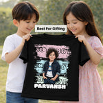 Personalized Cute Boy Photo T-Shirt – Custom Name & Picture Printed Black Tee for Kids | Love Craft Gifts