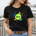 Personalized Butterfly Circle Name Print Black T-Shirt – Custom Unisex Tee | Love Craft Gifts