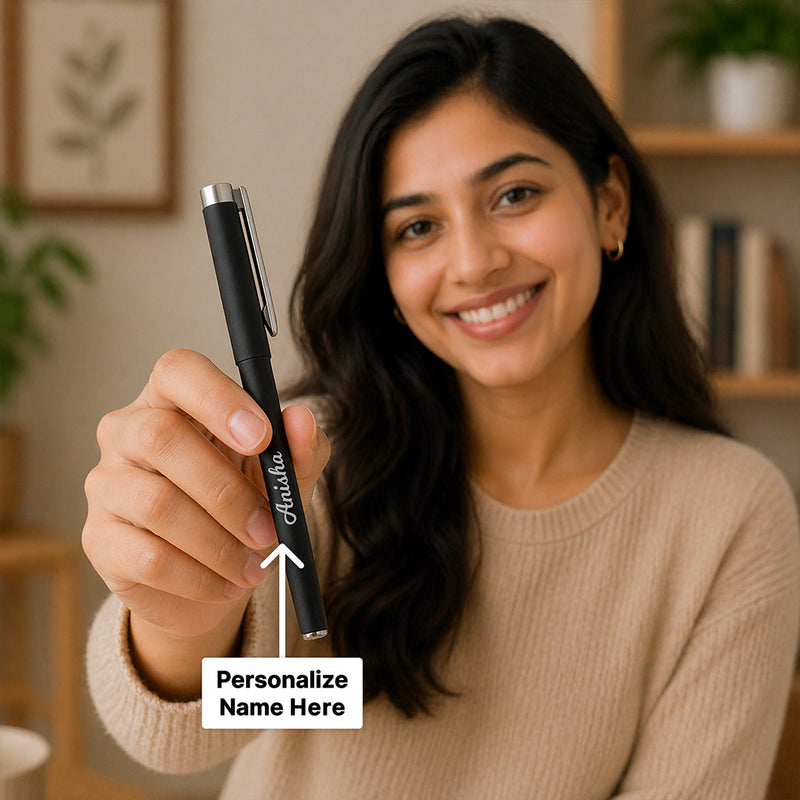 Personalized Black Name Pen Gift for Students & Office Use (Standard Size) | Love Craft Gifts™