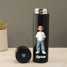 Personalized Temperature Water Bottle Matte Black for Kids(500ml)