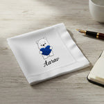 Personalized Baby Name Handkerchief with Teddy Design – Custom Soft Cotton Hanky Gift (Set of 1) | Love Craft Gifts