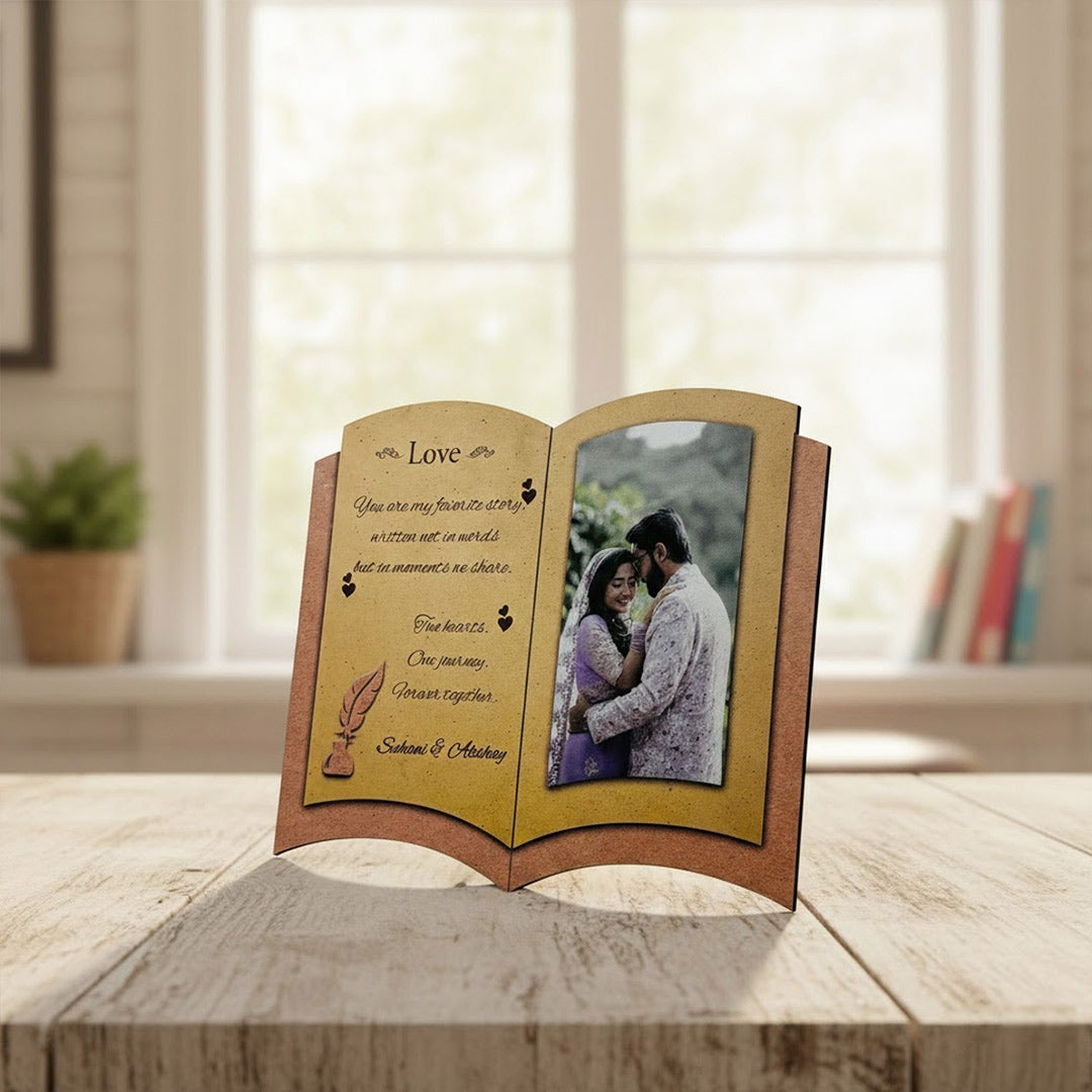 Personalized Open Book Photo Frame with Custom Picture (7×8”) | Love Craft Gifts