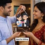 Personalized Couple Cartoon Hanging Frame – Custom Name Cute Wall Décor (9x13 Inch) | Love Craft Gifts