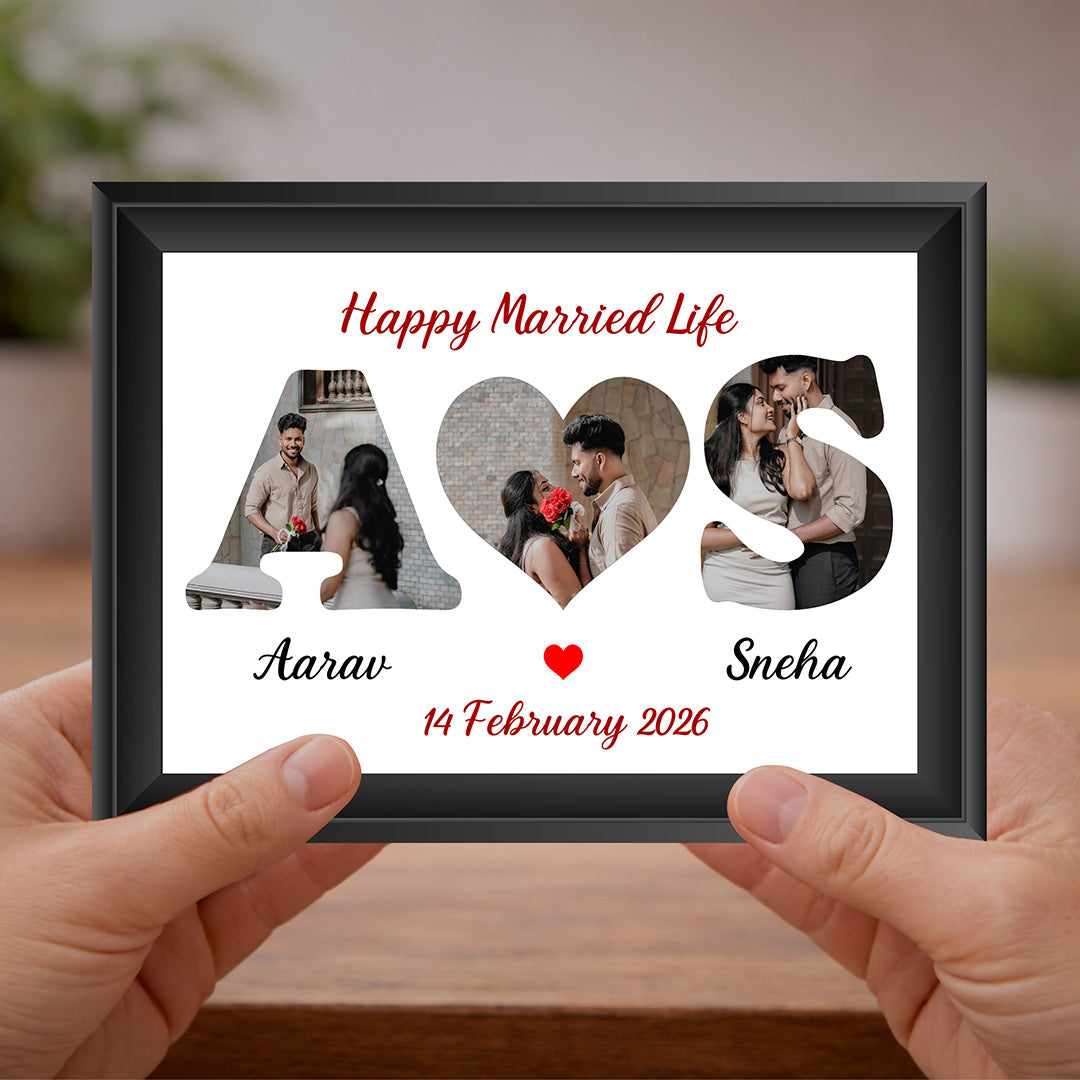 Personalized LOVE Photo Frame with Name & Date Customization 12x8 Inch | Love Craft Gifts