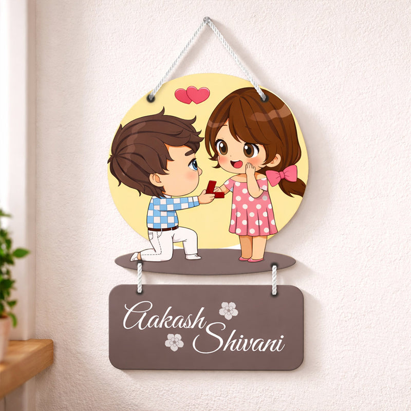 Personalized Proposal Couple Hanging Frame – Custom Name Romantic Wall Décor (15x9 Inch) | Love Craft Gifts