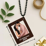 Personalized Photo Cutout Car Hanging Frame – Custom Couple Date Wooden Rear View Mirror Charm (2.5x3 Inch)