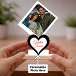 Personalized Couple Photo Heart Table Top with Custom Design (6x8 Inch) Romantic Desk Décor Gift | Love Craft Gifts