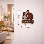 Personalized Couple Photo Key Holder Wooden Wall Hanger – Custom Picture Key Stand (6x8 Inch) | Love Craft Gifts