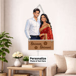 Personalized Couple Wooden Wall Hanging Frame – Custom Photo & Name Romantic Hanging Décor (8x12 Inch) | Love Craft Gifts