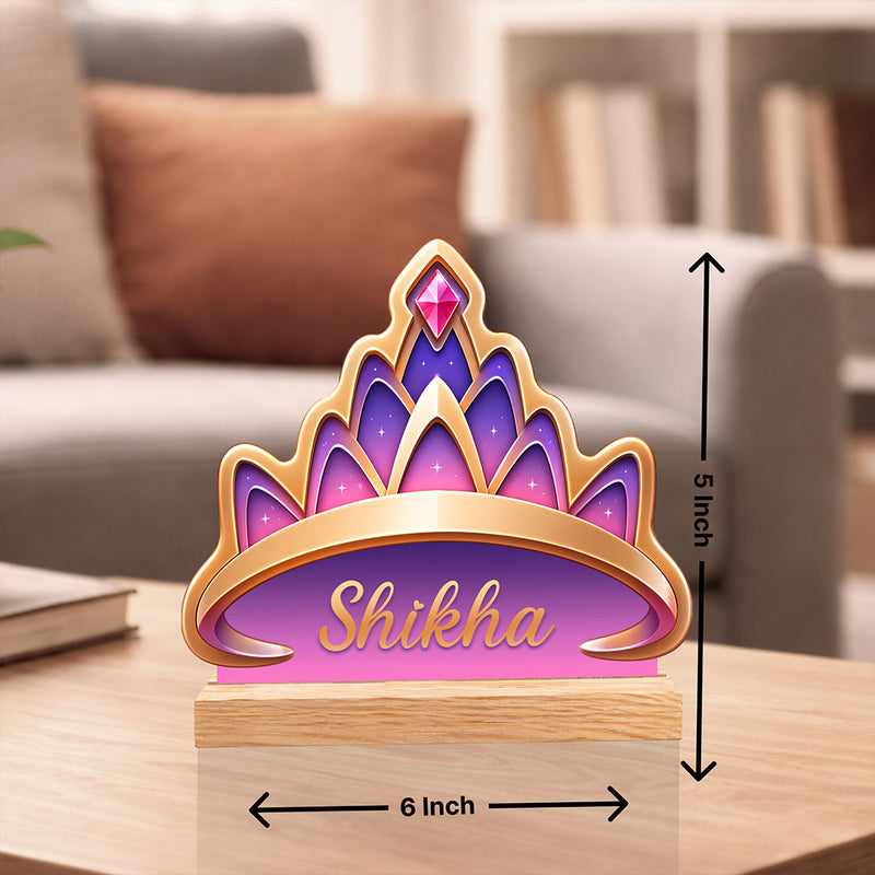 Personalized Princess Crown Name Stand – Custom Name Wooden Desk Décor for Girls (6 Inch) | Love Craft Gifts™