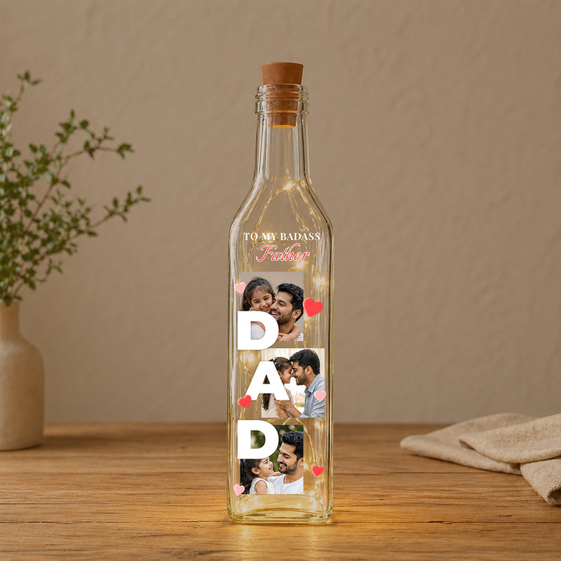 Personalized Dad Photo LED Bottle Lamp (Standard Size) – Custom Father Memory Light Gift with Photos | Love Craft Gifts™