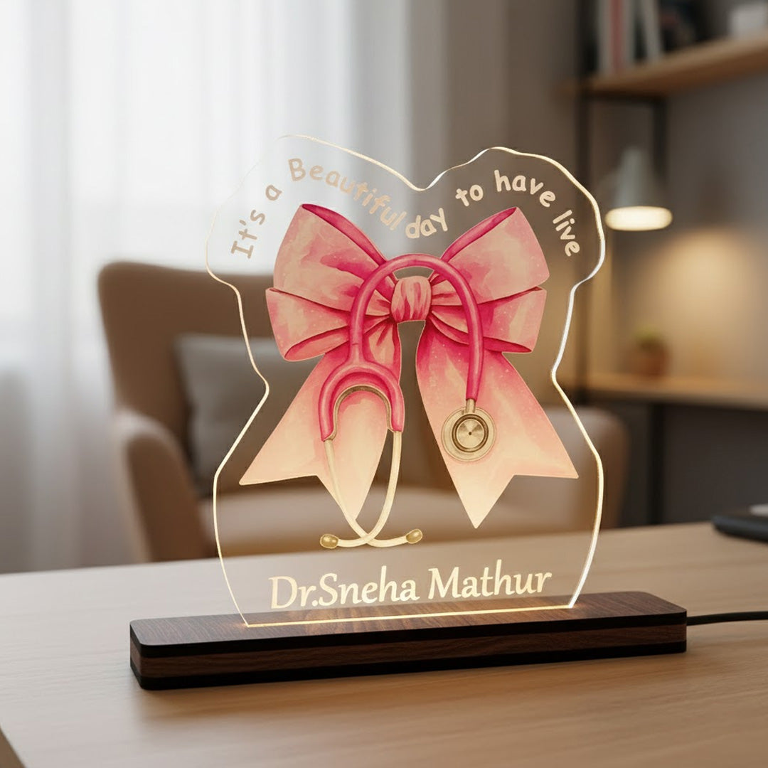 Personalized Doctor Acrylic Lamp with Stethoscope – 6×7 Inch | Love Craft Gifts