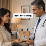Personalized Doctor Wooden Pen Stand with Custom Cartoon Portrait – Premium Desk Organizer with Name (3.5 x 3.5 Inch) Professional Gift | Love Craft Gifts™