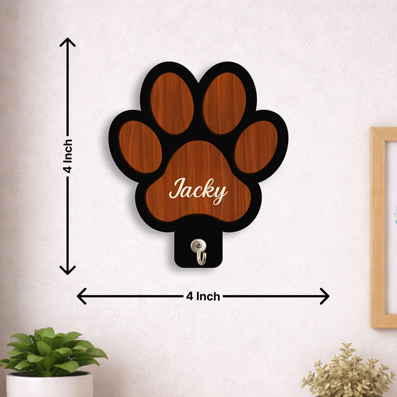 Personalized Paw Shape Key Holder with Name – Custom Wooden Pet Wall Hook for Dog & Cat Lovers | Love Craft Gifts™