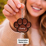 Personalized Pet Name Wooden Keychain Paw Shape – Custom Dog Name Keyring Gift (2.5 Inch) | Love Craft Gifts