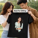 Personalized Drip Style Photo T-Shirt for Women – Custom Portrait Printed Black Tee (240–260 GSM) | Love Craft Gifts