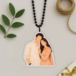 Personalized Faceless Couple Car Hanging – Custom Photo Acrylic Rear View Mirror Hanging Décor (2x3 Inch) | Love Craft Gifts