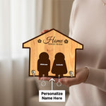 Personalized Home Sweet Home Wooden Key Holder with Name – Custom Family Wall Key Hanger (6x5 Inch) | Love Craft Gifts