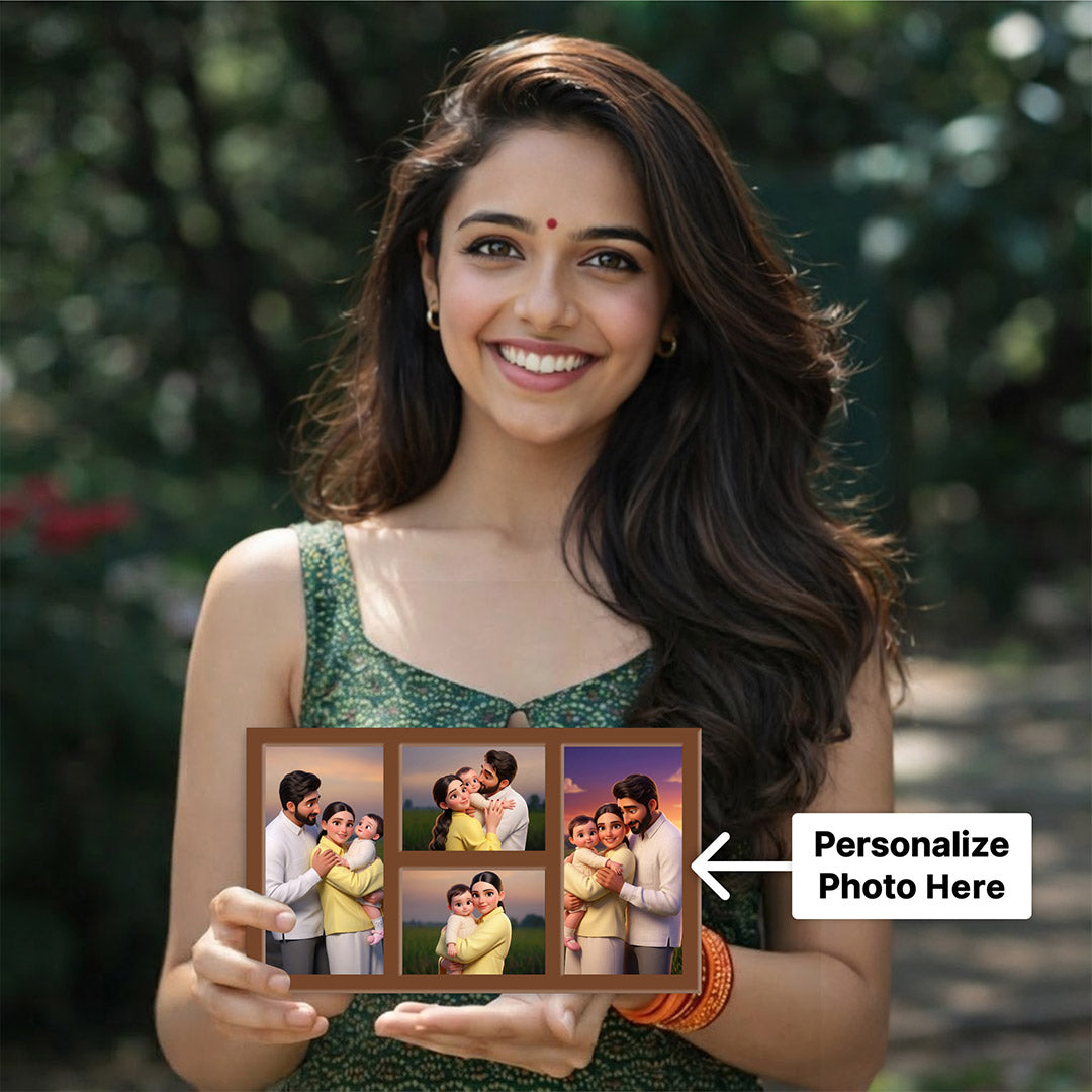 Personalized Family Photo Collage Frame with Custom Pictures 12x7 Inch | Love Craft Gifts