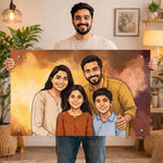 Personalized Toony Cartoon Acrylic Family Wall Frame (36x24 Inch) – Custom Photo Family Portrait Wall Décor | Love Craft Gifts