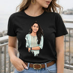 Personalized Drip Style Photo T-Shirt for Women – Custom Portrait Printed Black Tee (240–260 GSM) | Love Craft Gifts
