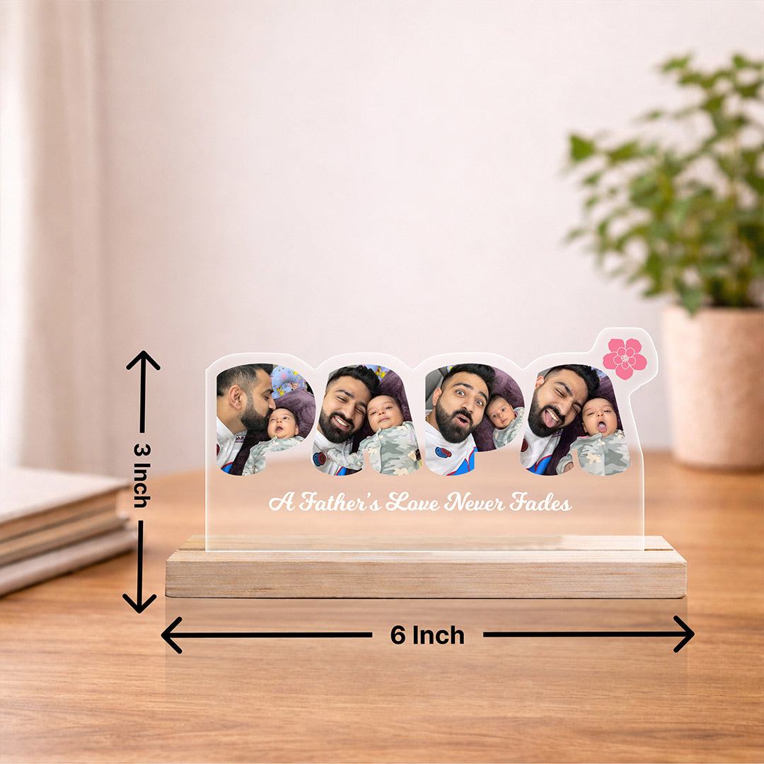 Personalized Father’s Love Photo Acrylic Table Stand (6x3 Inch) Custom Memory Gift for Dad | Love Craft Gifts