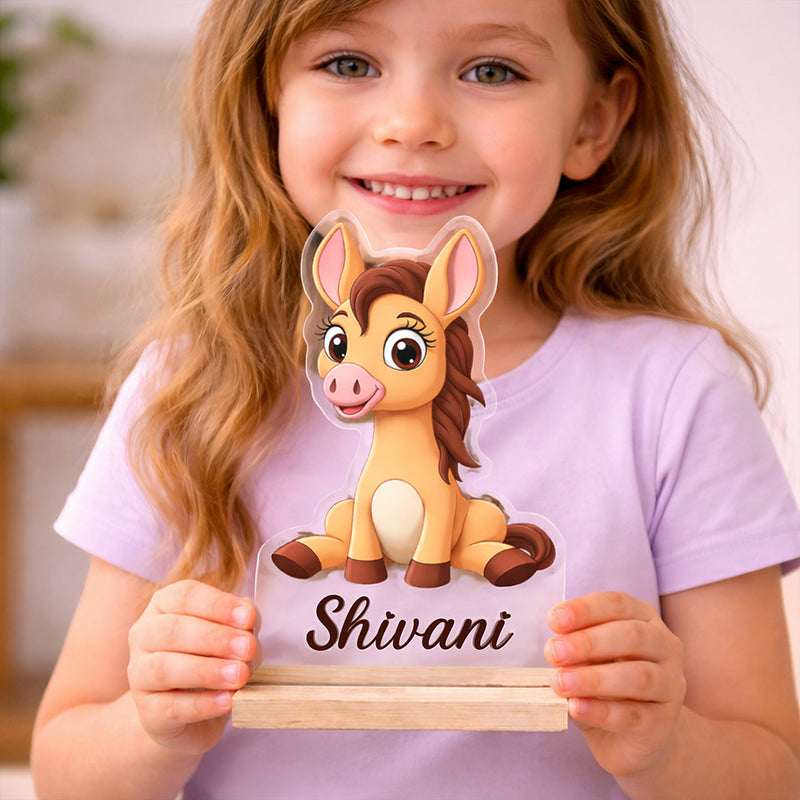 Personalized Kids Cartoon Giraffe Name Acrylic Table Top with Custom Design (5x8 Inch) Cute Desk Décor Gift for Kids | Love Craft Gifts