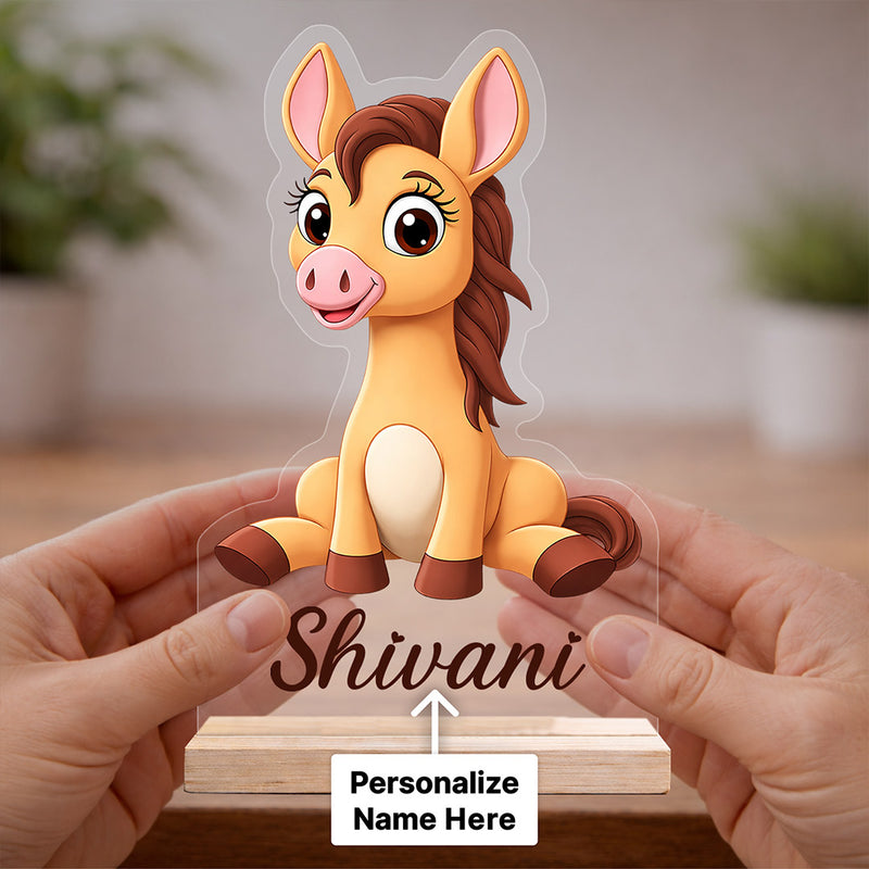 Personalized Kids Cartoon Giraffe Name Acrylic Table Top with Custom Design (5x8 Inch) Cute Desk Décor Gift for Kids | Love Craft Gifts