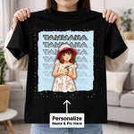 Personalized Cartoon Girl Name Black T-Shirt – Custom Girl Photo & Name Printed | Love Craft Gifts