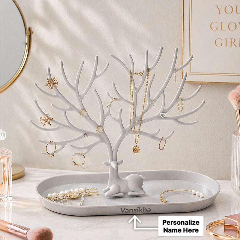 Personalized Jewellery Organizer Tree with Custom Name – Premium Plastic Jewellery Holder Gift (Standard Gift Size) | Love Craft Gifts™