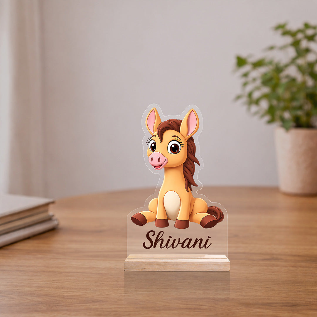 Personalized Kids Cartoon Giraffe Name Acrylic Table Top with Custom Design (5x8 Inch) Cute Desk Décor Gift for Kids | Love Craft Gifts