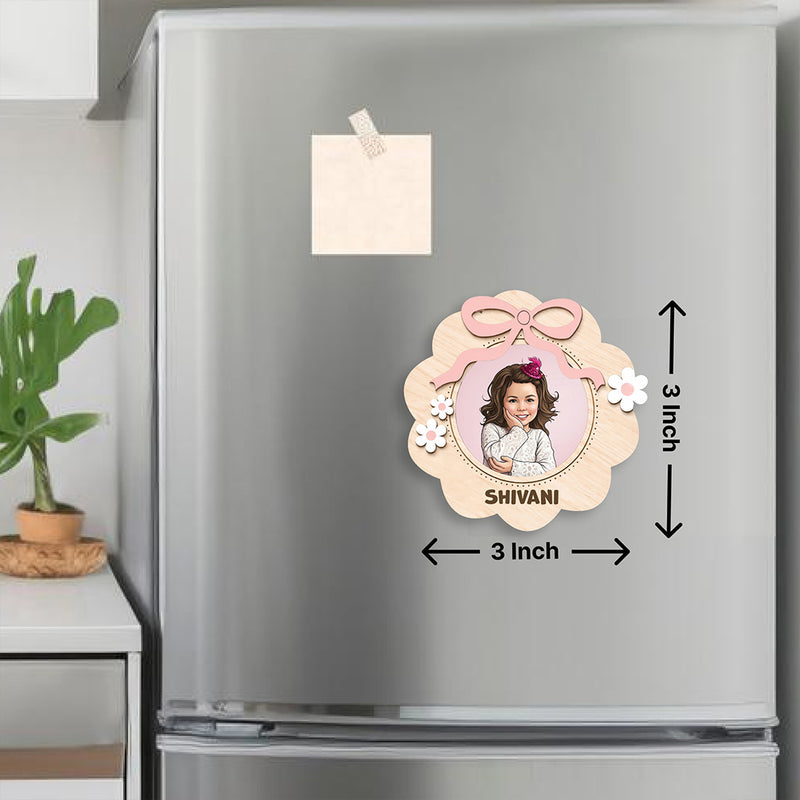 Personalized Baby Cartoon Fridge Magnet (3x3 Inch) – Custom Name & Photo Cute Kids Magnet Décor | Love Craft Gifts