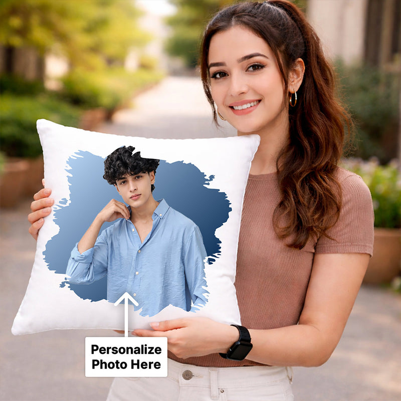 Personalized Boy Photo Cushion Pillow – Custom Soft Memory Cushion Gift for Him (10x10 Inch) | Love Craft Gifts